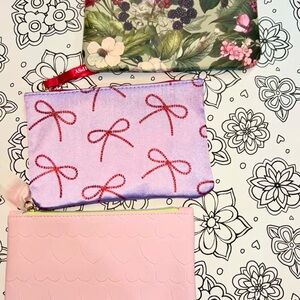 Ipsy Floral, Lavender with Red Bows, and Pink Hearts Glam Bags